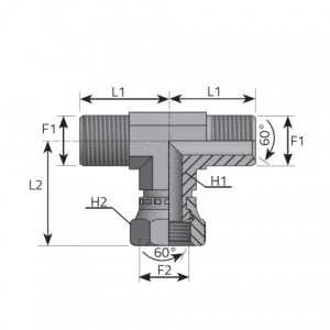 Branch Tee metric male – metric swivel female. (TMM..FGM..P)